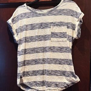 Merona Navy and White Striped Short Sleeve Top